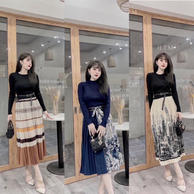 BÁN SỈ VÁY LEN PHA THÂN 3D DẬP LY CHO NỮ