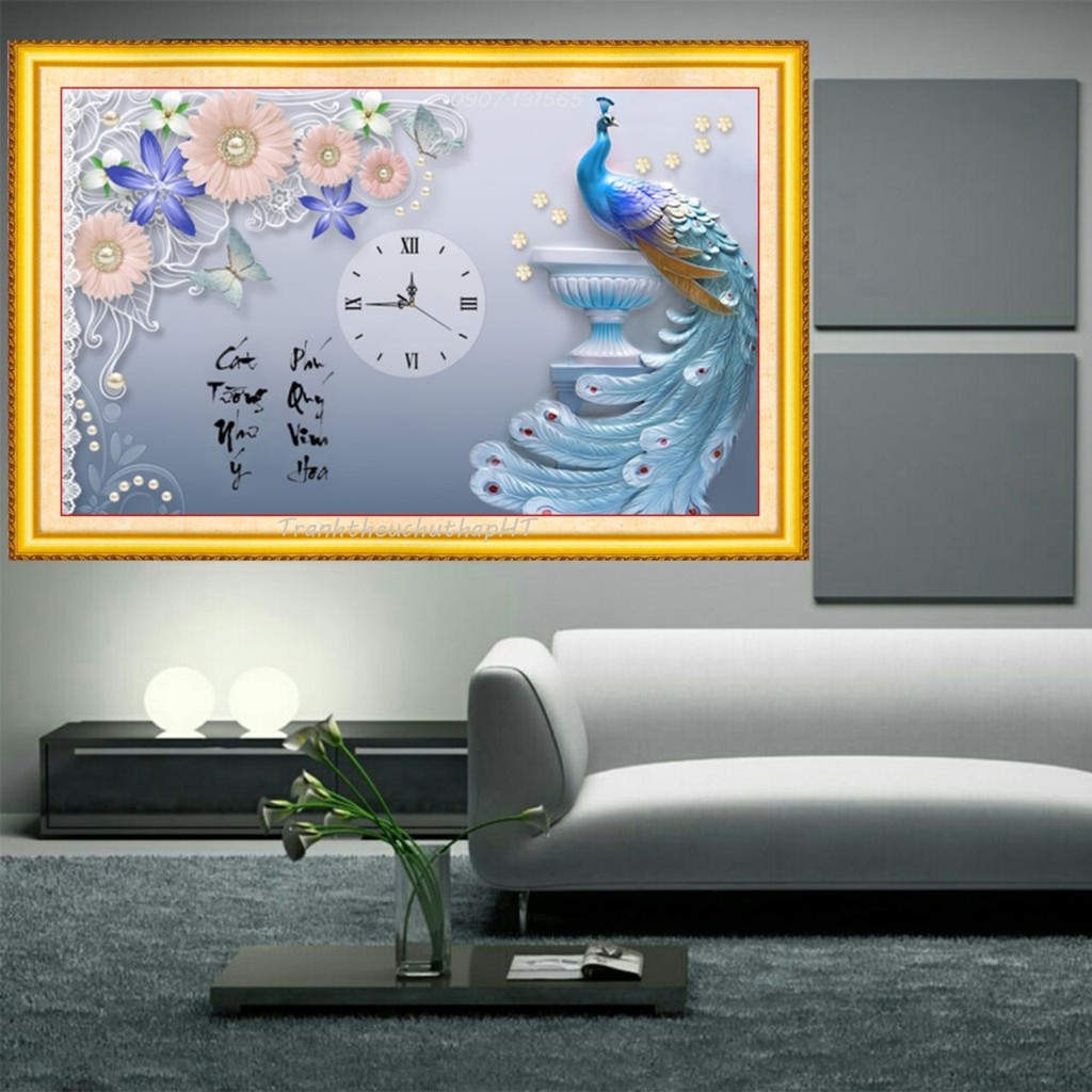 Tranh đính đá, Tranh thêu chữ thập 3D Đồng hồ Phú Quý Cát Tường LV190, LV3125 - tự thêu, tự đính | BigBuy360 - bigbuy360.vn