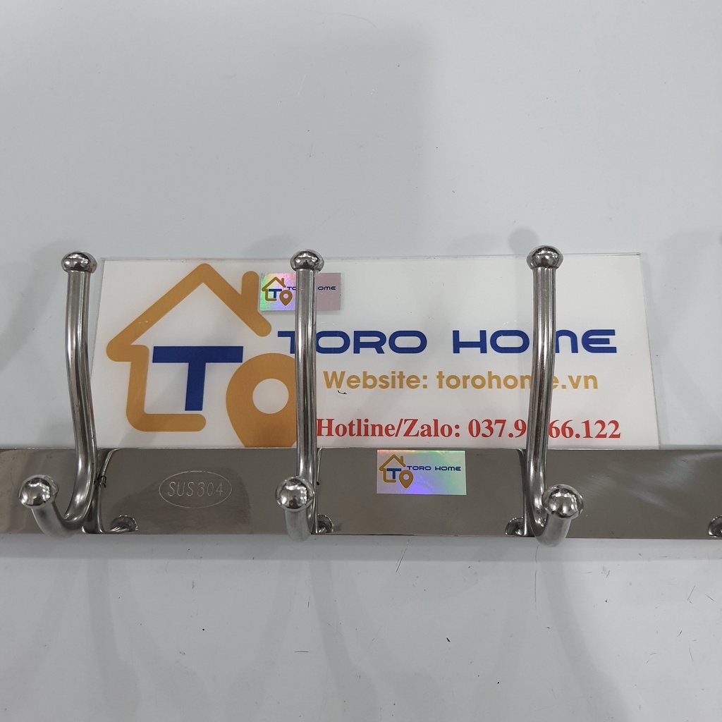 Móc áo inox 304 MA-13 móc treo quần áo đầu bi, kiểu cụm đôi Toro Home, Cam kết chất liệu inox Chuẩn 304