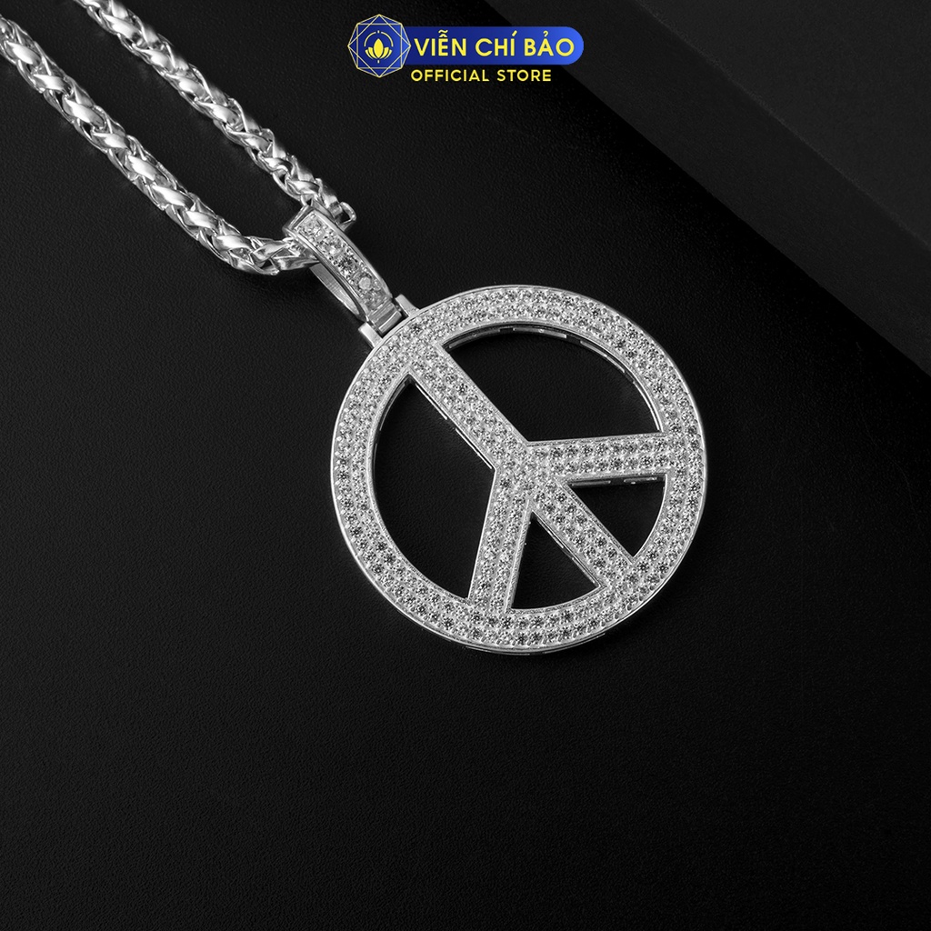 Mặt dây chuyển bạc Peace Sign đính đá chất liệu bạc S925 thời trang phụ kiện trang sức nữ Viễn Chí Bảo M300511