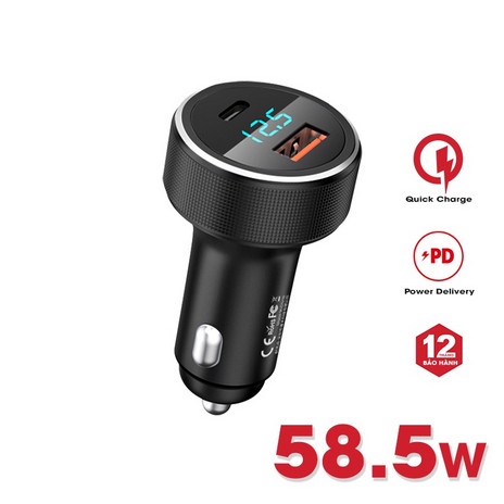 [ Chính hãng Remax ] Củ sạc nhanh oto 2 cổng 58.5W RCC-215 USB và Type C điện thoại tự ngắt BH 1 đổi 1 chính hãng