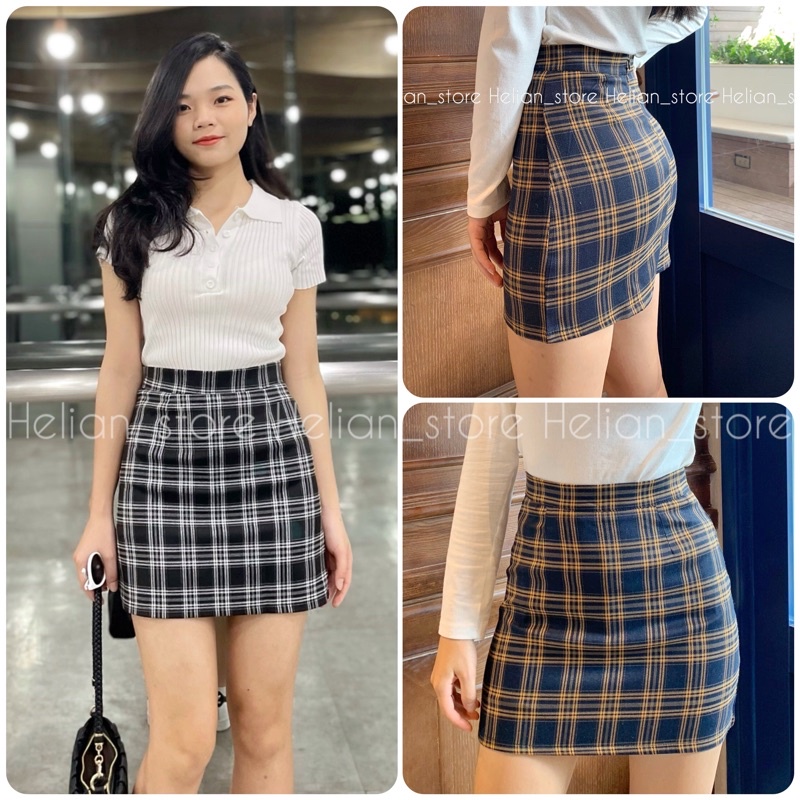Chân váy kẻ caro dáng chữ A (Có ảnh thật, clip cận chất)