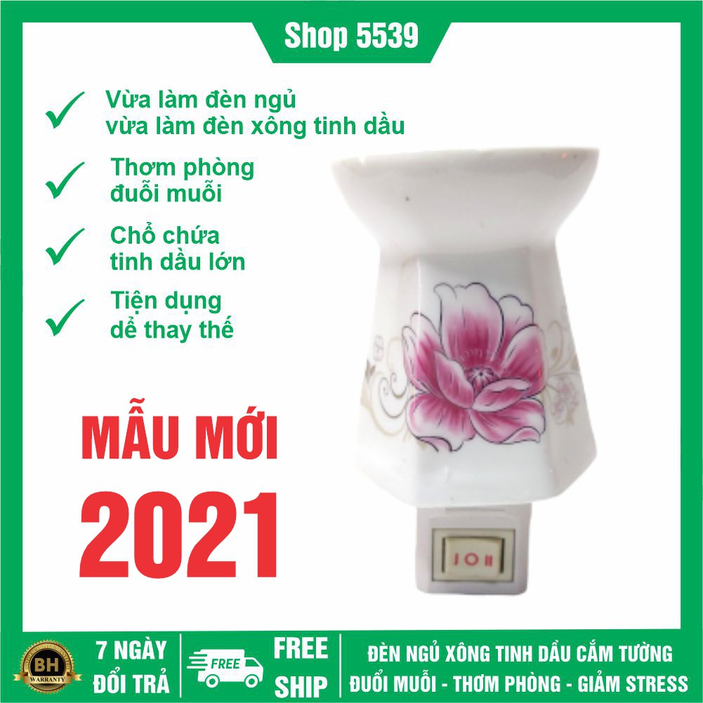Đèn xông tinh dầu phòng ngủ chất liệu gốm sứ cao cấp - Shop 5539