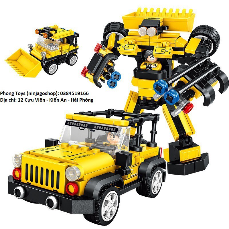 Lắp ráp xếp hình lego 661001: Xe ô tô biến hình siêu nhân 237+ chi tiết