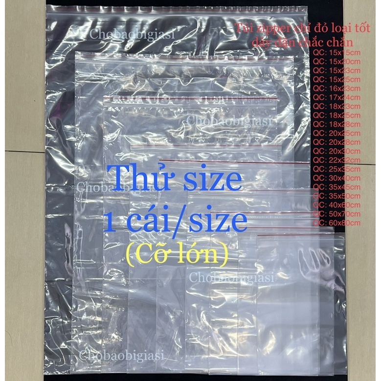 {Thử size 1 cái/size} Túi zipper chỉ đỏ cỡ lớn loại tốt, dày dặn chắc chắn có nhiều size lựa chọn (hàng đẹp - SP y hình)