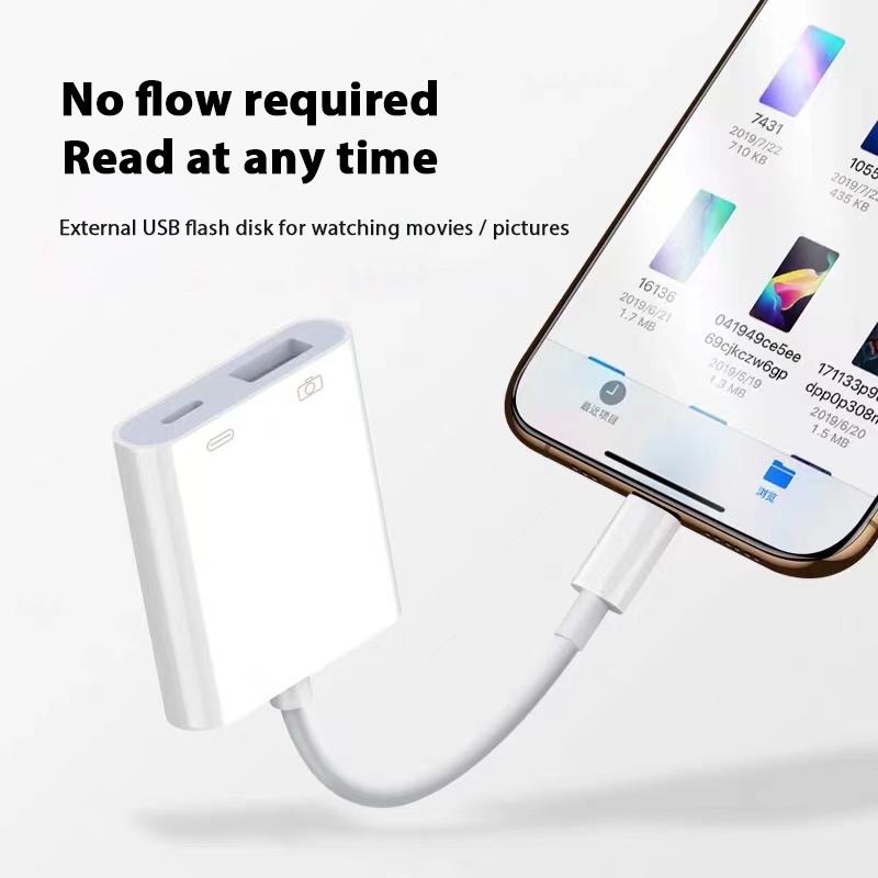 Đầu Chuyển Đổi Cáp OTG Lightning Sang USB Tiện Dụng Cho IOS 13 U Disk OTG Ipad Iphone 11 Pro Xs Max Xr X 6 7 8 Plus