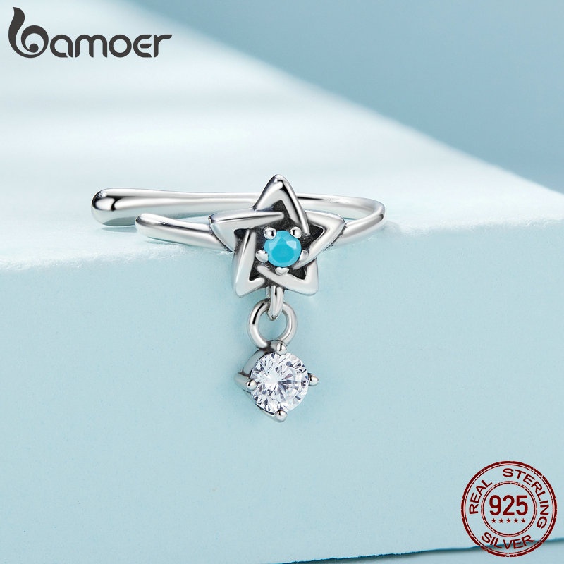 Bông tai BAMOER SCE1493 bạc s925 phối hình ngôi sao cho nữ