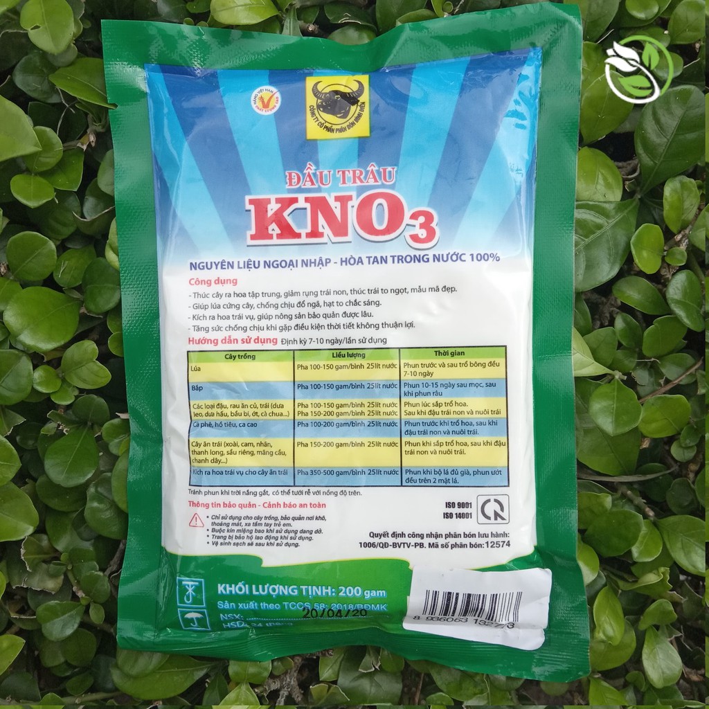 Phân bón lá cao cấp Đầu Trâu KNO3 - Kali Trắng - Gói 200gram