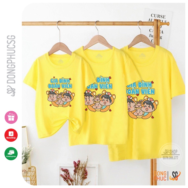 Áo thun đồng phục gia đình mẫu Tết nổi bật thun cotton dày dặn đủ size cho bé trai gái SGY322 DONGPHUCSG