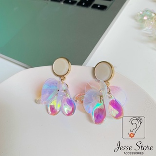 Bông tai bạc 925 7 màu jesse store J14 đá đổi màu