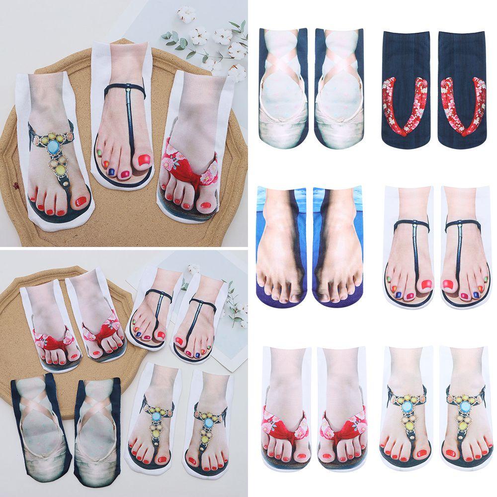 Vớ Cotton Mềm Cổ Thấp In Họa Tiết 3D Thoải Mái Cho Tuổi Teen