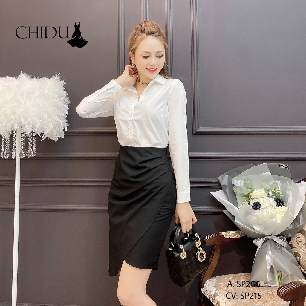CHIDU Áo sơ mi trắng dài tay, áo sơ mi công sở nữ thanh lịch SP266 | BigBuy360 - bigbuy360.vn