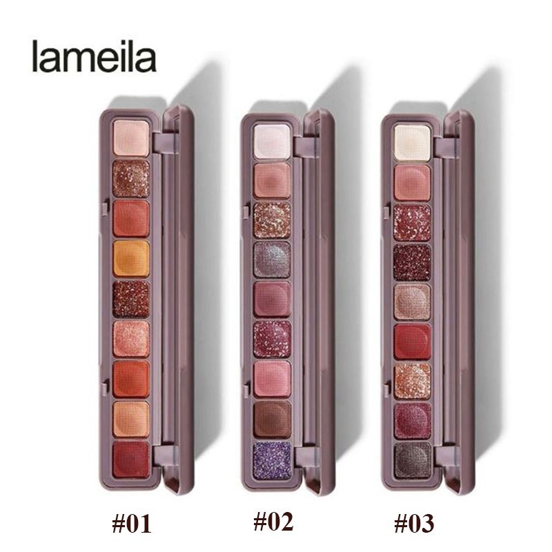 (Kèm 1c cọ mắt) Bảng phấn màu mắt dài 9 ô màu Lameila Beautiful Color