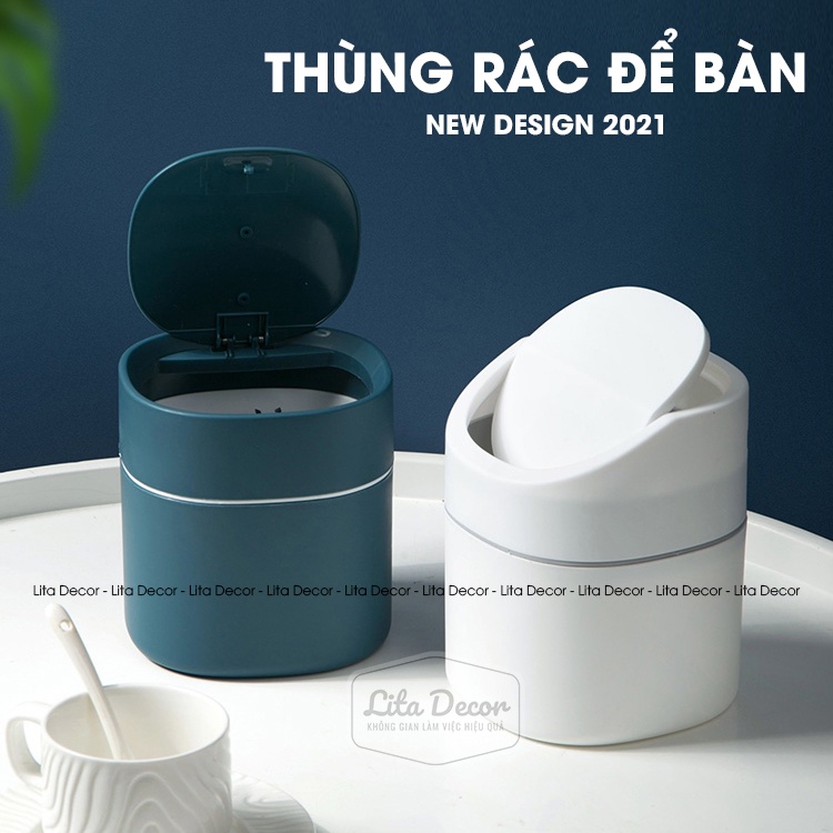 Thùng rác Mini Để bàn Nhựa Cứng cáp Dung tích 2 lít, đa năng tiện lợi TRLT03