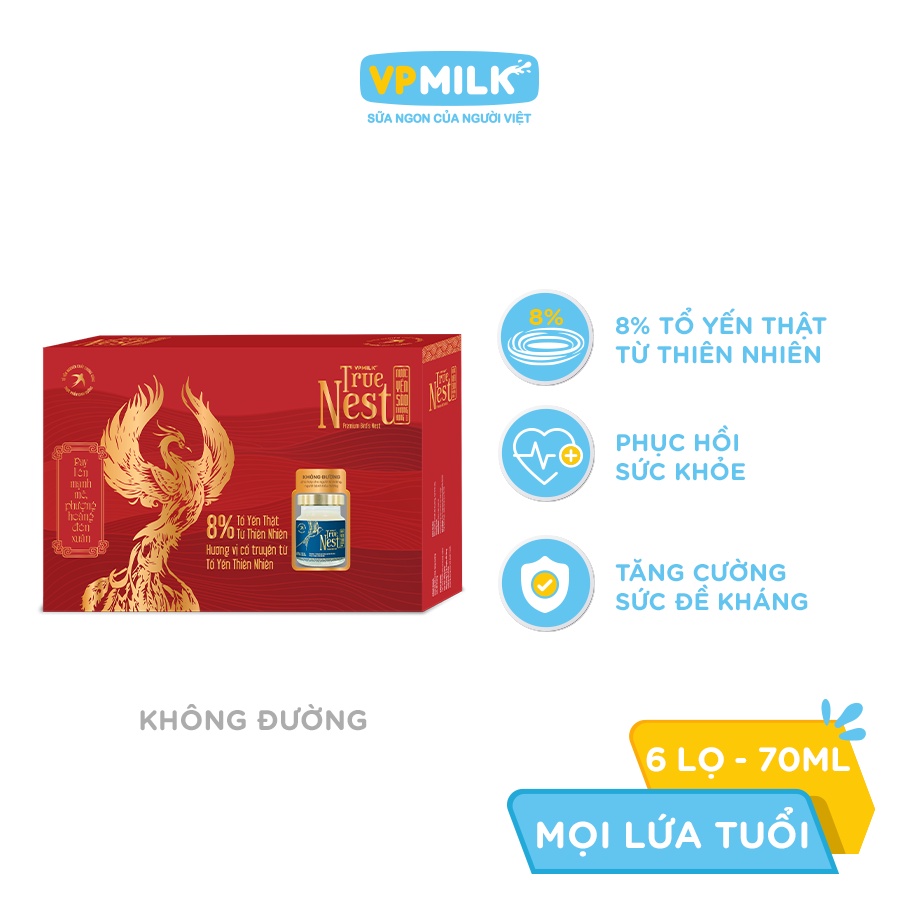 [Quà tết] Tổ yến nguyên chất chưng gừng VPMilk True Nest (gift set 6 lọ x 70 ml)