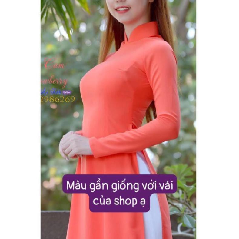 Vải lụa tằm ướt cao cấp-Màu cam đào trẻ trung ngọt ngào-Chuyên may áo dài-Bộ ống rộng-Váy đầm đi chơi-công sở-dự tiệc