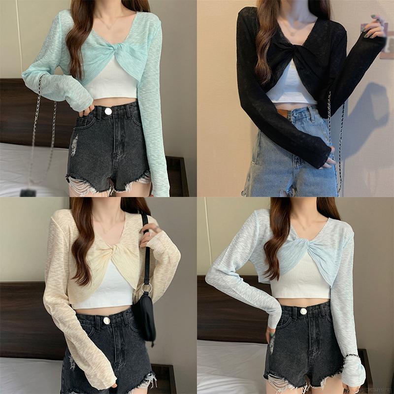 Áo Croptop Cổ Chữ V Thiết Kế Đan Chéo Thời Trang Cho Nữ