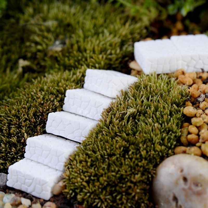 Bộ 10 bậc thang đá mini bằng resin trang trí sân vườn