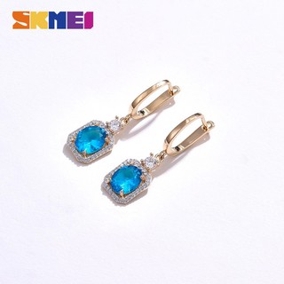 Khuyên Tai SKMEI Đính Đá Zircon Pha Lê Màu Xanh Dương Nhân Tạo Lấp Lánh Thời Trang Dành Cho Nữ