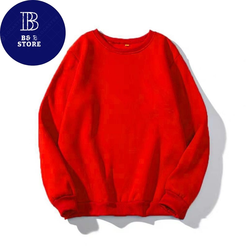 Áo sweater trơn nam nữ form rộng, áo tay dài unisex nỉ bông dày mềm mịn