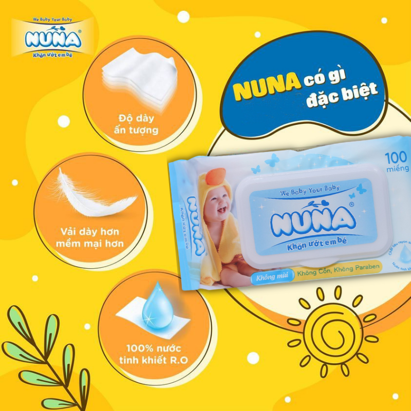 Khăn giấy ướt NUNA - Hộp 100 miếng