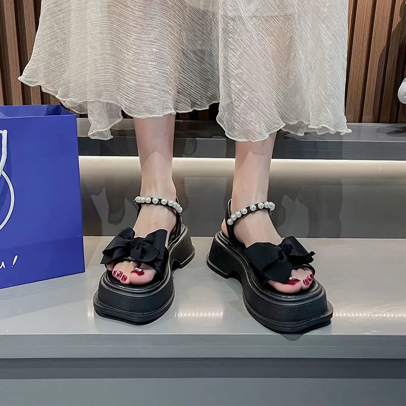 Giày Cao Gót Đế Dày Đính Nơ Chống Trượt Thiết Kế Mới Thời Trang Dành Cho Nữ