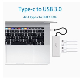 Hub WiWu Alpha 4 in 1 A440 Cổng phụ Biến Một USB-C Chuyển Vào Bốn Cổng USB 3.0, Thiết Kế Mỏng Nhẹ - Hàng Chính Hãng