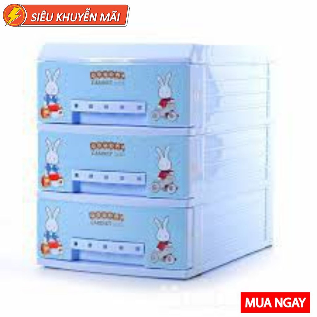 Tủ nhựa Doremi 3 tầng XANH - TRẮNG