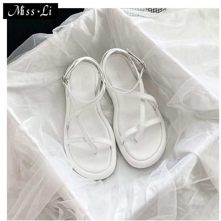 Hàng Có Sẵn Bán Chạy~Bộ Giày Sandal Đế Mềm Dày Dặn Phong Cách La Mã Thời Trang Mùa Hè Năm 2021 Chống Trượt Cho Nữ