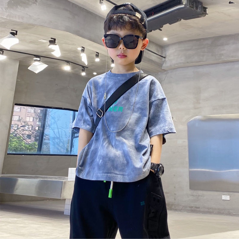 Áo Thun Cotton Tay Ngắn Dáng Rộng Thời Trang Mùa Hè Thời Trang Cá Tính Cho Bé Trai