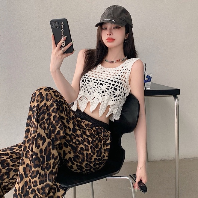 QKOOLE Áo Croptop Dệt Kim Dáng Rộng Phong Cách Hàn Quốc Thời Trang Cho Nữ