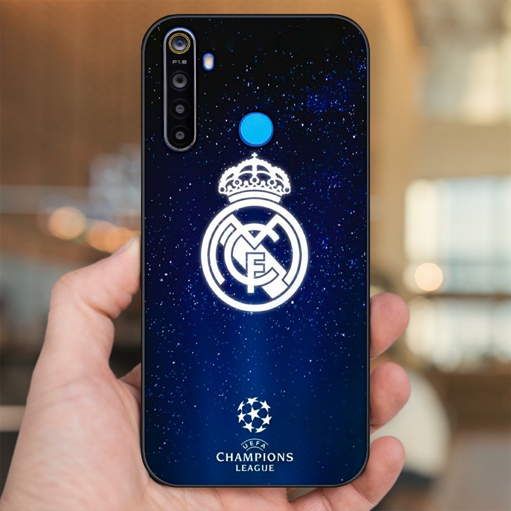Ốp lưng Realme 5, 5 Pro viền đen in hình Real Madrid