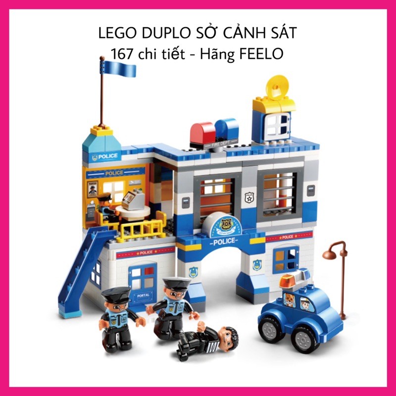 Sở Cảnh Sát - 167 chi tiết size Lego Duplo - Hãng FEELO- Đồ Chơi Xếp Hình Cho Bé