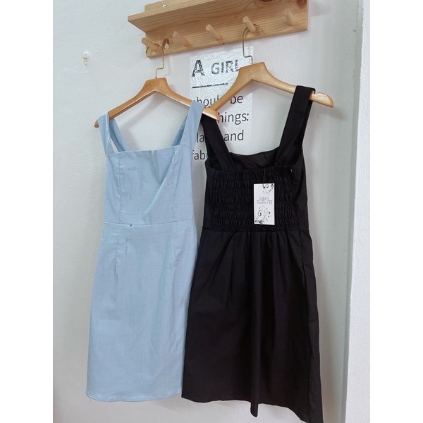 [Ảnh thật/Video]Váy hai dây chun sau thiết kế bản to Tây Âu