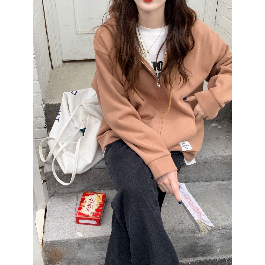 Áo khoác hoodie tay dài dáng rộng thời trang 46457