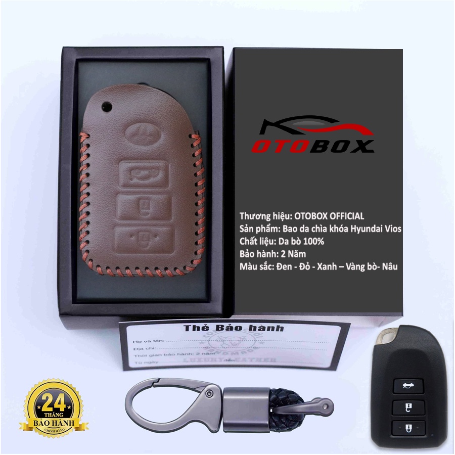 Bao da chìa khóa ô tô xe hơi Toyota vios g, bọc bảo vệ chìa khóa smartkey chống xước chống va đập chính hãng OTOBOX
