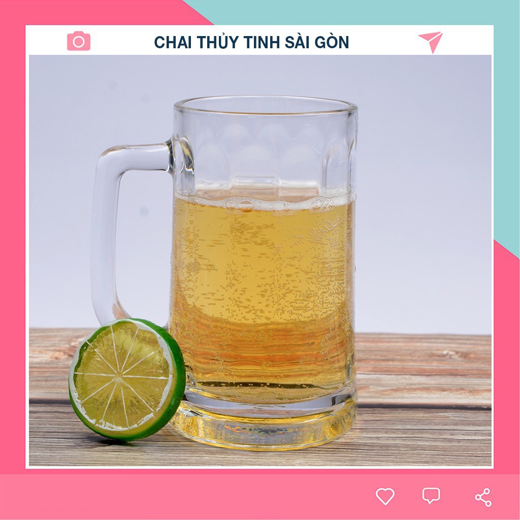 Ly thủy tinh có quai cầm uống bia BIGSIZE 500ml UG366 | Hàng nhập khẩu Thái Lan