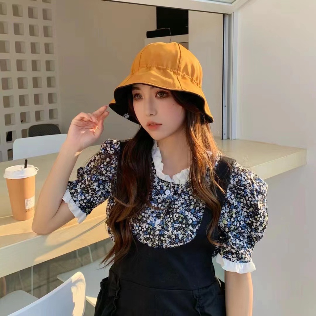 Nón Bucket Hai Mặt Phong Cách Hàn Quốc Thời Trang Mùa Hè Cho Nữ