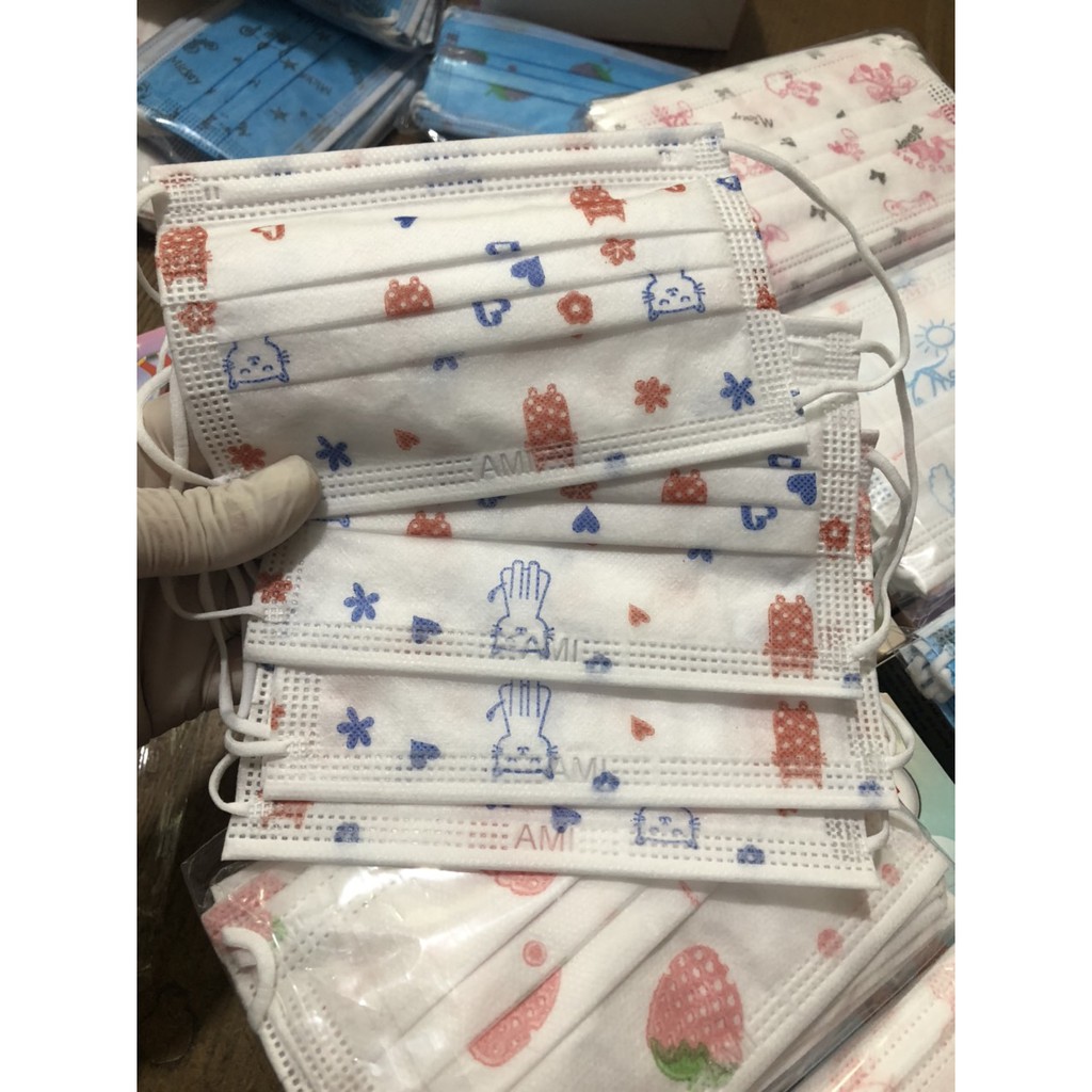 1 Hộp 50 chiếc khẩu trang y tế trẻ em 3 lớp hiệu Bảo Châu, đầy đủ giấy tờ kiểm định chất lượng