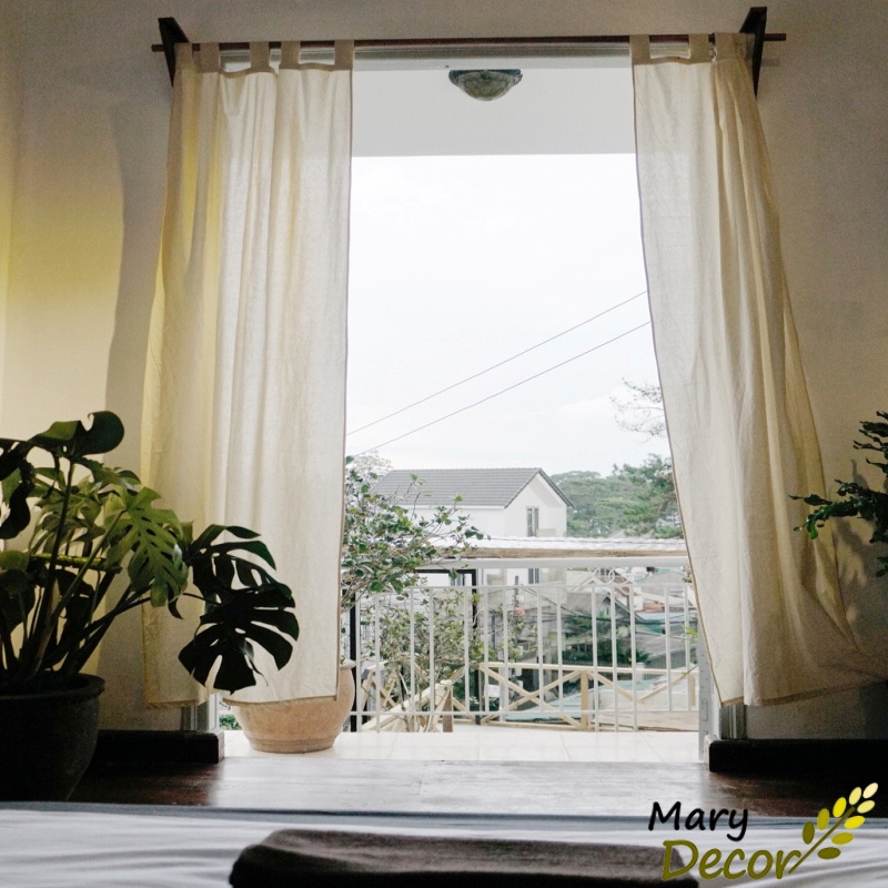 Rèm vải bố mộc trang trí cửa sổ decor homestay farmstay phong cách vintage Mary Decor - Quà tặng - (Sỉ inbox)