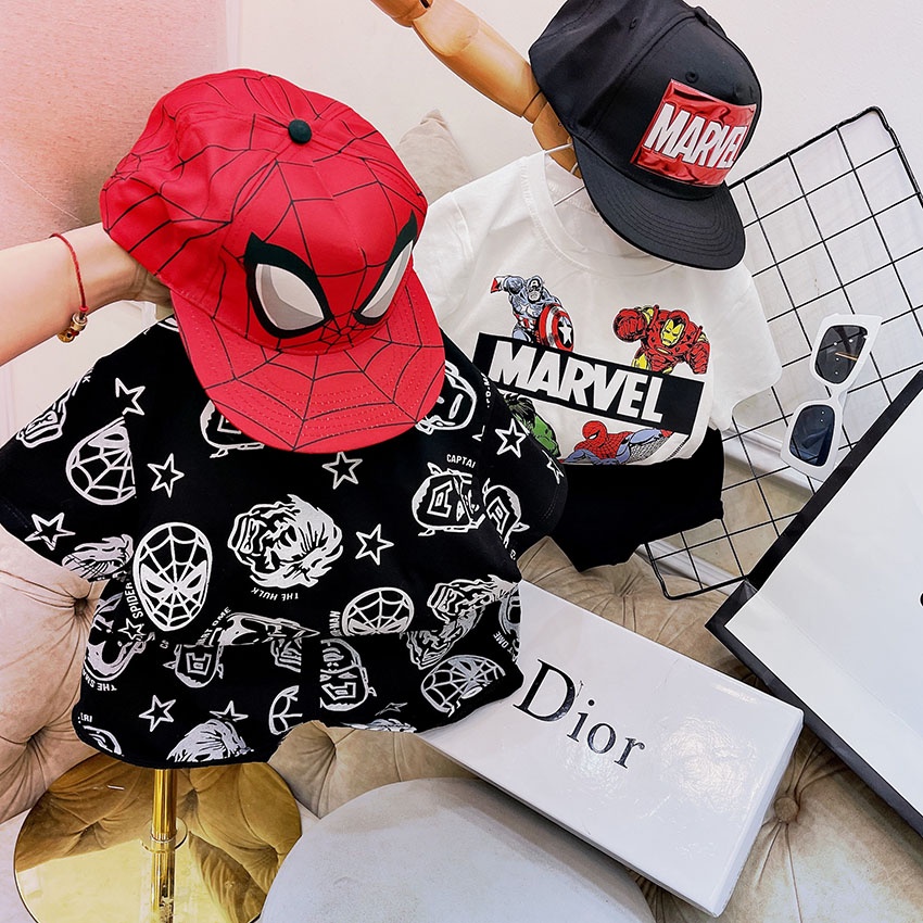 Bộ Quần Áo Cộc Tay In Siêu Nhân MARVEL Vải Coton Tàu Loại 1 Cho Bé Từ 7-19kg Mã CT12