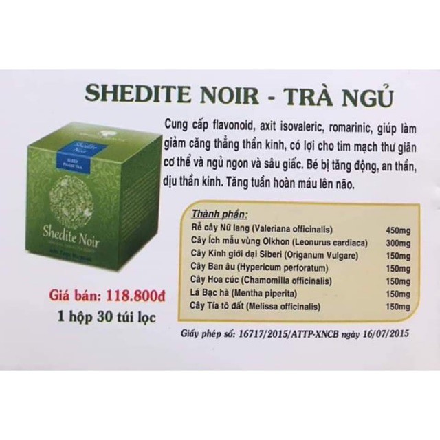 Trà Thảo Mộc Shedite Noir hỗ trợ mất ngủ Siberi Nga