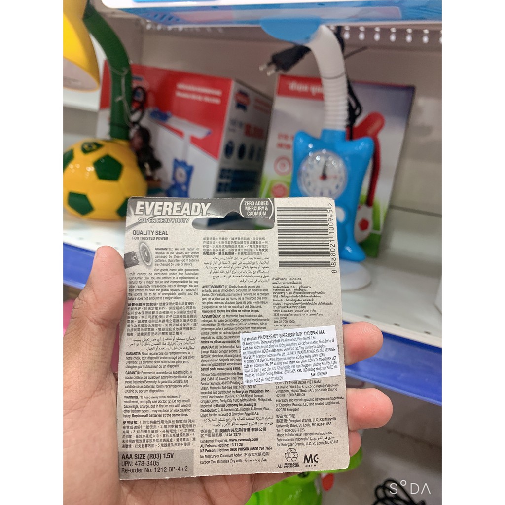 Pin AAA Eveready 1215-BP6 Heavy Duty 1.5V - Vỉ 6 viên