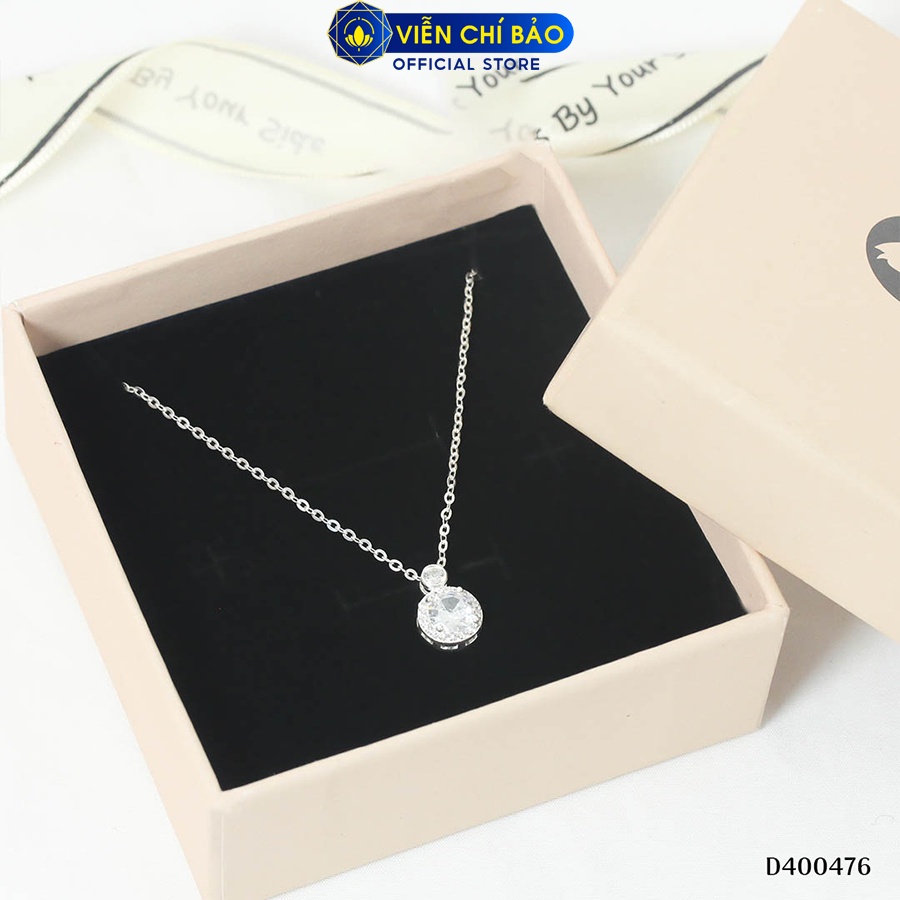 Dây chuyền bạc nữ mặt đá trắng chất liệu bạc 925 thời trang phụ kiện trang sức Viễn Chí Bảo D400476