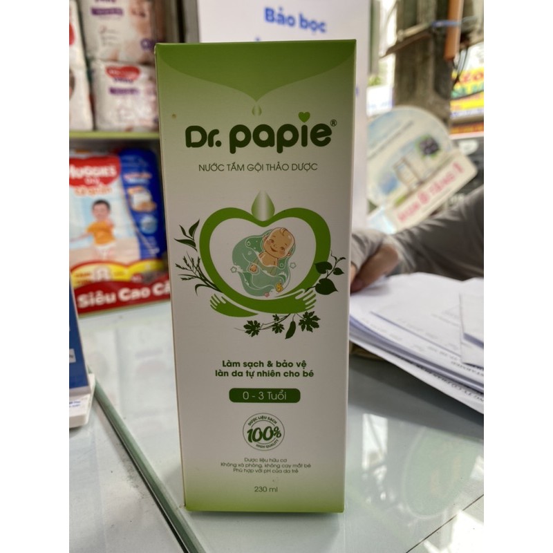 (HCM) Nước tắm gội thảo dược Dr.Papie cho bé chai 230ml