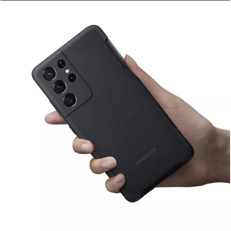 Chính hãng-KHÔNG hộp-KHÔNG bút-Ốp lưng silicone cho điện thoại S21 Ultra có ngăn đựng bút