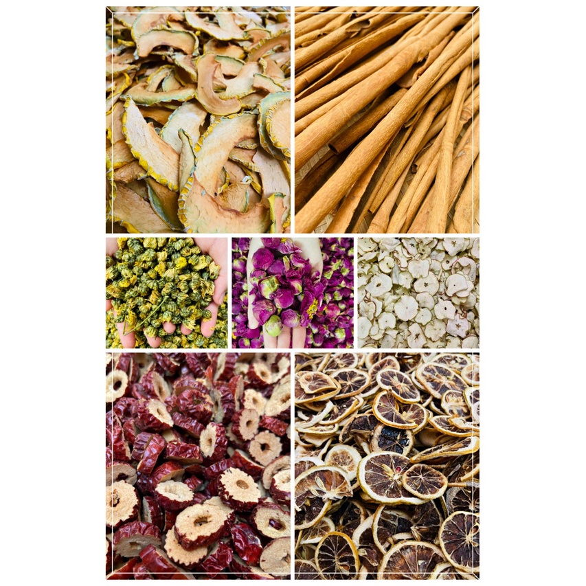 10g trà hoa /hoa khô, /hoa hồng , cúc chi, trái cây sấy, cam sấy , đậu biếc , lavender / thảo dược/ bạch hương vân thảo
