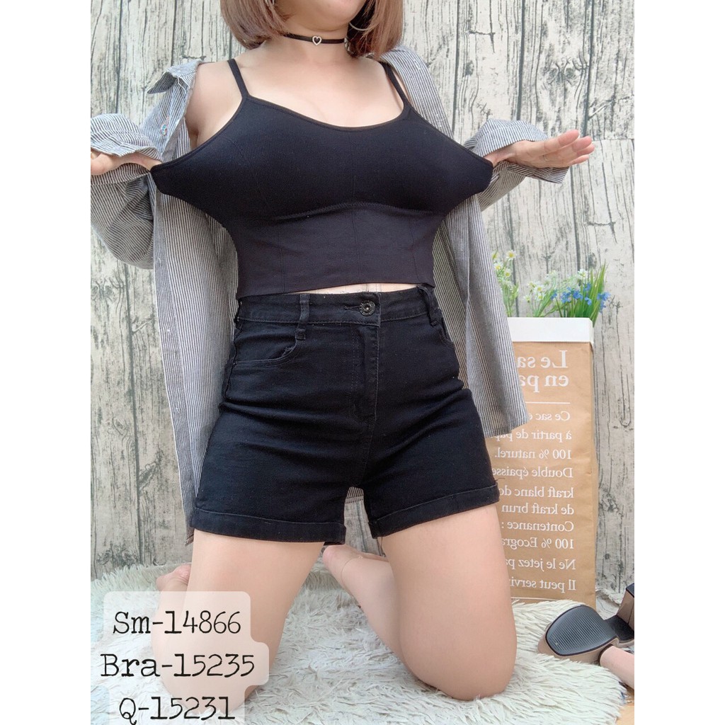 15235 - Trắng,Đen,Rêu - Áo BIG SIZE Bra 2 dây có mút lót dài - SN<110 | BigBuy360 - bigbuy360.vn