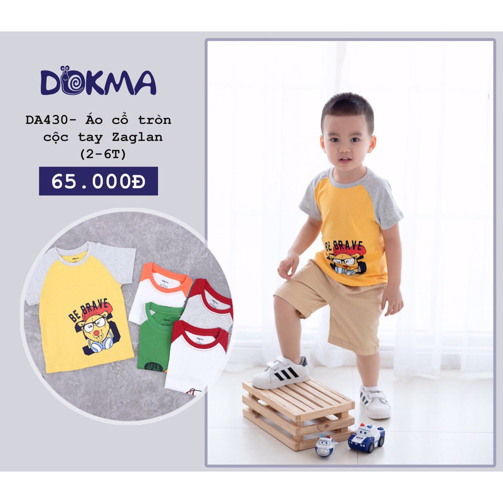 Áo cộc tay cổ tròn zaglan bé trai Dokma (2-6 tuổi)
