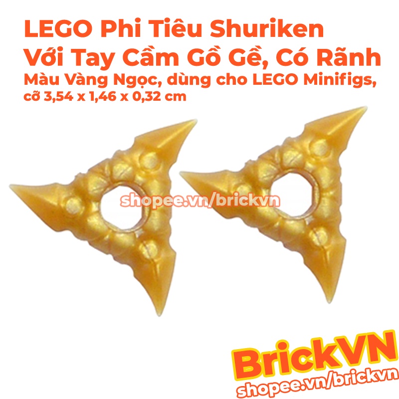 Phụ Kiện LEGO Ninjago: Phi Tiêu Shuriken Với Tay Cầm Gồ Gề, Có Rãnh Màu Vàng Ngọc ID 6114925 19807